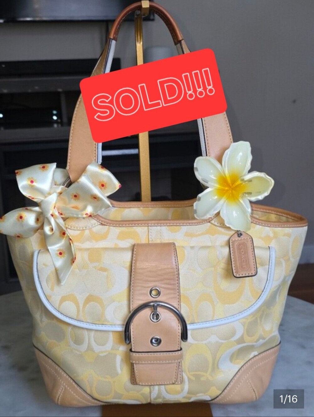 Rare Vintage Coach Soho In Optic Yellow W/ Leather Trim (2004) -Dustbag Included